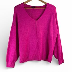 Vince Camuto Cozy Magenta/Pink V-Neck Sweater L